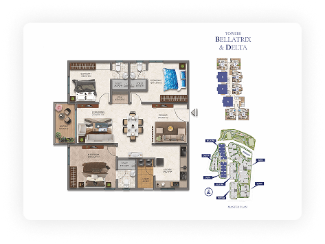 3BHK, 1670 sft. (East Facing)